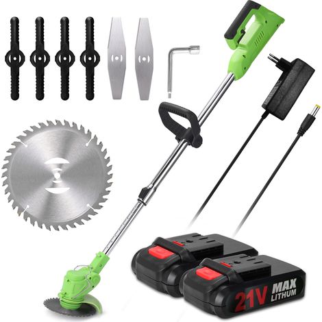 Decdeal – Coupe-bordure électrique sans fil 21V – Batterie lithium 6000mAh – Tige extensible 0,9-1,2m – Moteur Brushless pour coupe précise