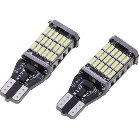 Feu de recul LED T15 4014 45 SMD blanc 6500 K – Lot de 2 ampoules pour voiture, haute luminosité et longue durée (1/5)
