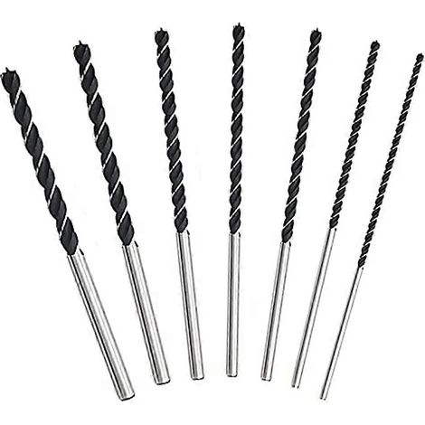 Ensemble de 7 forets à bois extra longs de 300 mm (12 pouces) pour le bricolage et le travail du bois. Foret hélicoïdal extra long. (1/4)