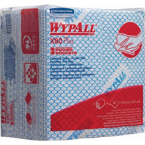 Panno WYPALL X80 19139 L350xW340 mm circa blu 8 sacchetti con 30 sacchetti