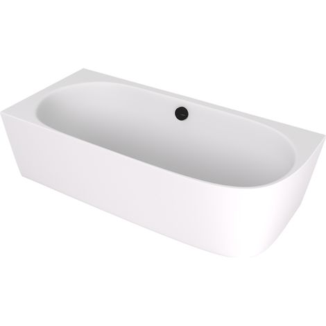 SUSSI L Baignoire d'angle sur pied en fonte de marbre 160x70x49,5cm, blanc mat (1/2)