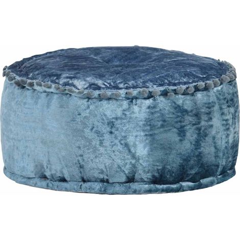 Puf redondo de terciopelo azul 40x20 cm vidaXL (1/4)