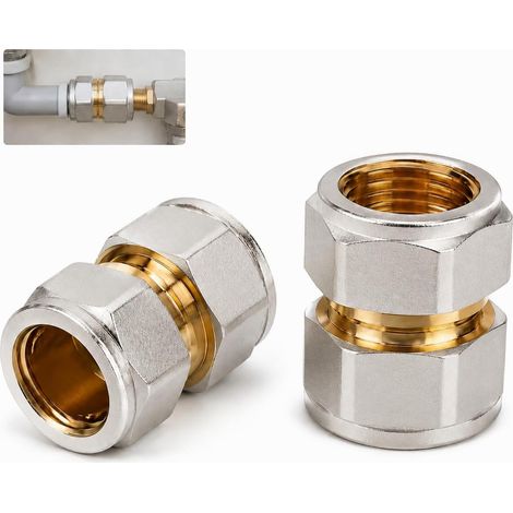 2 Pièces Raccords à Bague de Serrage, Raccord Multicouche 16 mm x 1/2 Pouce Femelle en Laiton, Raccord à Compression pour Tube Composite, Accessoire Plomberie Chauffage et Sanitaire (1/5)