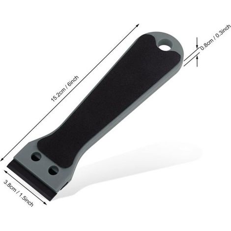 2 Grattoirs Plastique à Long Manche avec 100 Raclettes - Enlève Étiquettes, Colle, Peinture, Autocollants et Décalcomanies - Gris (1/5)