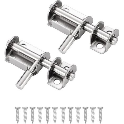 2 Türriegel aus Edelstahl, Mini-Schiebeschloss, ideal für Gartentore, Fenster und Lagerhallen (Silber). (1/4)