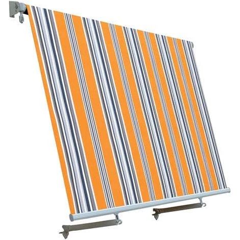 Tenda da sole a caduta con bracci tenda da balcone 2,45 x 2,45 metri giallo rigato tenda parasole per balconi