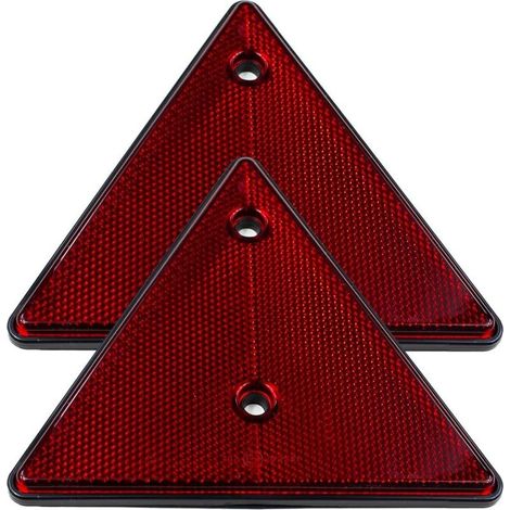 Réflecteur de Remorque Triangulaire, Lot de 2, 15 x 15 x 15 cm, Espacement Trous 70 mm, Réflecteur A Visser Ou Adhésif Gauche/Droit, Triangle Voiture Réfléchissant Arrière Standard Homologué E (1/5)