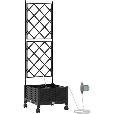 Garden Planter with Irrigation&Wheels Black 40 x 40 x 132 cm PP vidaXL (1/5)