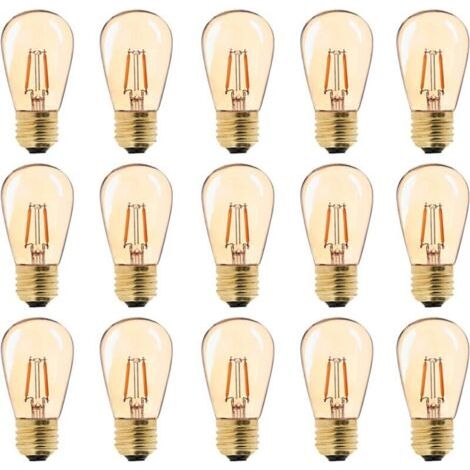 Bombilla LED E27 estilo vintage, ST45, fácil de reemplazar (1W = 10W bombillas incandescentes), luz blanca cálida 2200K, base mediana E27, para lámpara de mesilla de noche, cristal dorado, no regulabl