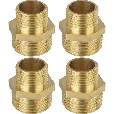4PCS Mamelon laiton brut réduit double G1/2 3/8, Raccord Male Male, Raccords en Laiton pour Tuyau Douche, Reducteur de Pression Eau, Groupe de Securite Chauffe Eau, Radiateur Eau Chaude (1/5)