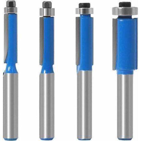 4Pcs Fraise à Copier 8 MM Outils de Fraisage de Menuiserie Bricolage de Coupe avec Roulement Supérieur, Queue Garniture Affleurante Routeur (1/5)