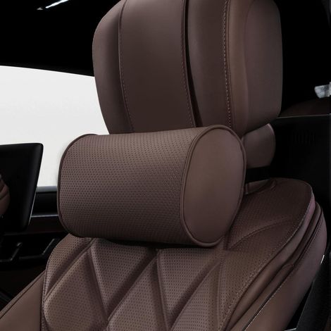 Auto Nackenkissen mit Memory Foam, Leder, atmungsaktiv, Braun (1/5)