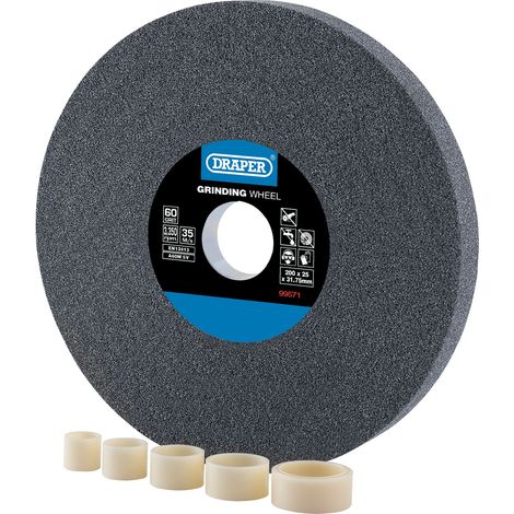 Draper 99571 Bench Grinding Wheel in Aluminum Oxide, 60g, 200mm Diameter x 25mm Thickness (1/5)