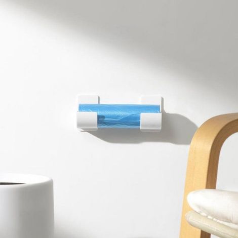 Lot de 2 supports de rangement sans perage - Espace de rangement pour sacs poubelles en plastique - Organisateur mural pour... (1/5)