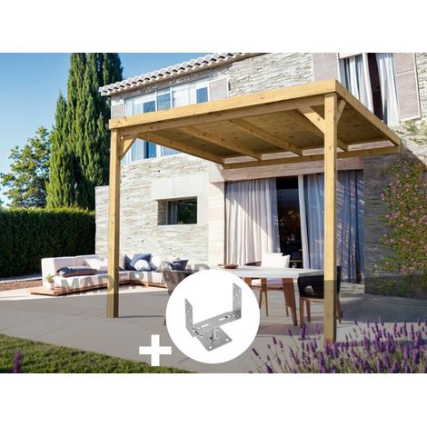 Pergola adossée en bois Rennes 500 x 400 cm + 3 supports - Maderland (1/3)