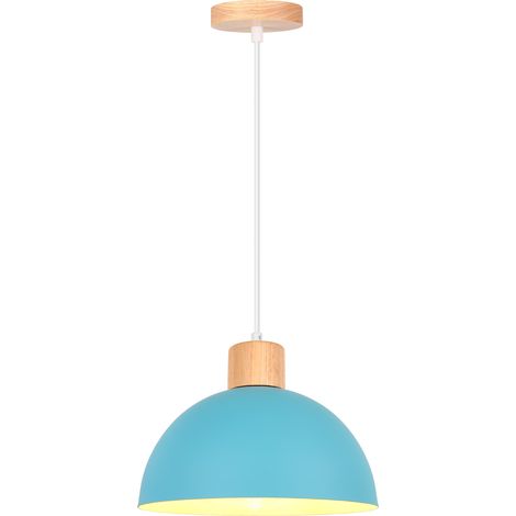 Plafones De Metal Vintage Azul Lámpara Colgante Moderna Lámparas De Colgar Sencilla E27 Para Restaurante Cocina