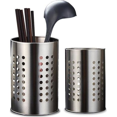 Étagère à ustensiles de cuisine en deux parties, égouttoir sur pied, récipient de rangement pour cuillères et couverts. (1/5)