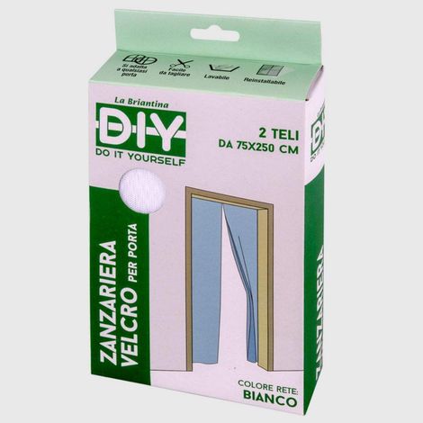Moustiquaire pour Porte avec adhésif, Couleur Blanche, 2 Toiles de 75 x 250 cm découpables (1/3)