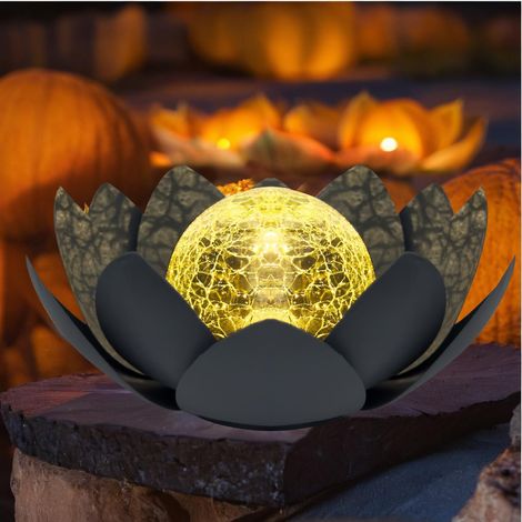 gris，lampes solaires de jardin, Fleur de lotus lanterne solaire, Décoration de jardin lotus solaire Deco, Jardin Exterieur Lumière, Lampe Solaire Exterieur pour terrasse,cour (1/5)
