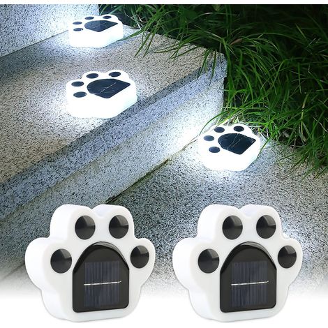 Lampes solaires pour jardin extérieur, lampes de sol extérieures à LED pour allée, pelouse, cour, lot de 2 lampes de marche pour paysage, décorations de terrasses, appliques murales (blanc froid) [Cla (1/5)