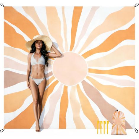 Couverture de plage imperméable et anti-sable – Grande couverture de pique-nique avec piquets de sol et sac de transport – Légère, à séchage rapide et compacte – Tapis de plage pour (1/5)