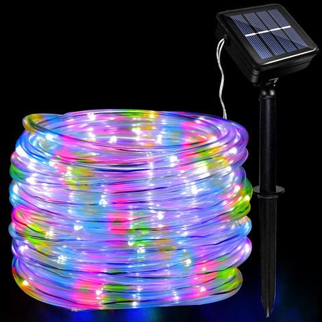 Guirlande Lumineuse Solaire Extérieure LED, IP65 Étanche Guirlande Lumineuse 12m/39.4ft 100LEDs Solaire Décoration Lumières avec 8 Modes d'Éclairage pour Jardin Arbre Fête Décoration de Noël