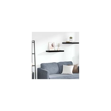 Mensola sospesa, nero lucido, 60 x 23,5 x 3,8 cm, MDF-Crezuo