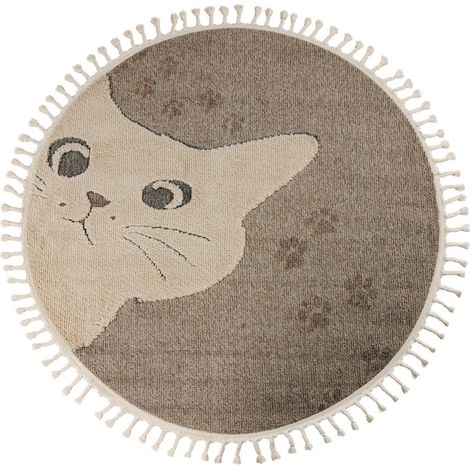 Tapis rond enfant chat taupe effet 3d cut loop - 230 x 160 cm (1/5)