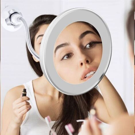 ALLIANDISLoupe LED rotative avec ventouse - Grossissement x5, éclairage parfait, bras flexible, idéale pour le maquillage et les soins de la peau. (1/4)