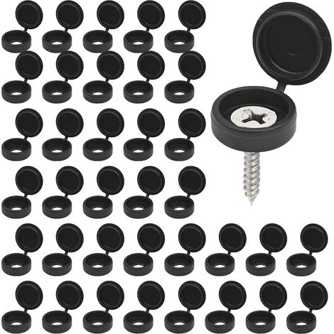 Cache-vis - 50 pièces - Cache-vis noir - Cache-vis - Plastique - Cache-vis - Protection de vis - Capuchon de protection - Pour trous de perçage et vis - Vis décoratives (1/4)