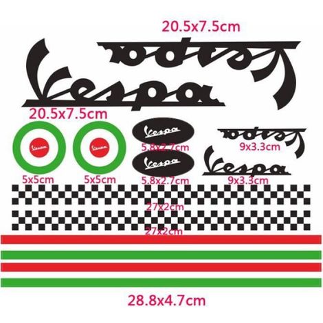 Vert Noir - Autocollant réfléchissant en vinyle pour casque de moto, Kit de Logo corporel pour Vespa Lx150 Gt (1/4)