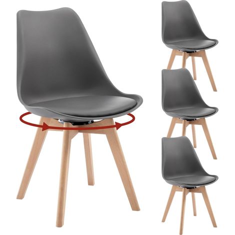 WOLTU Juego de 4 sillas de comedor, capacidad de carga 120 kg, gris