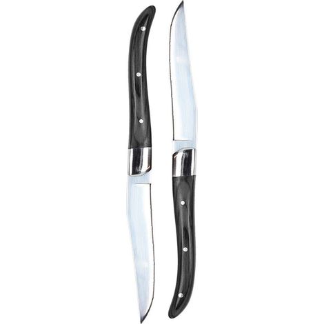 Set 2 Coltelli da Tavola Bistecca Forgiato Living Wood Nero
