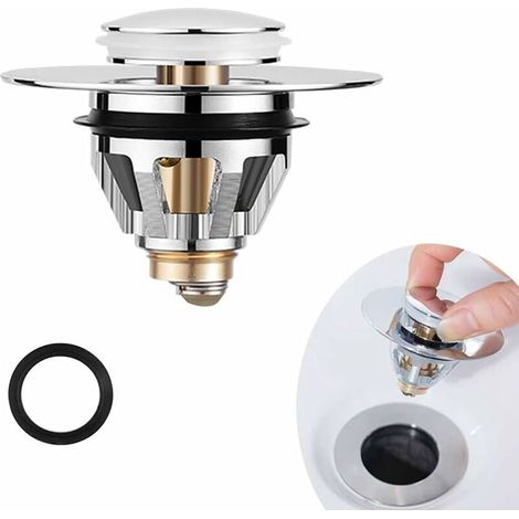 Filtre de vidange universel pour lavabo, Anti-Bloqué Inoxydable Bouchon lavabo poussoir bloque ,bonde de lavabo ,Flitre Cheveux Anti-Odeur pour Les Trous de 1.33” à 1.49” (1/4)