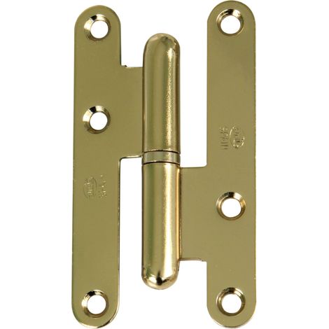 Charnière Gauche 95 X 52 X 2 X 2 mm Rondelle À Pression Sans Rivet Bords Arrondis Supports De Porte Avec Fermeté Acier Laqué Or (1/2)