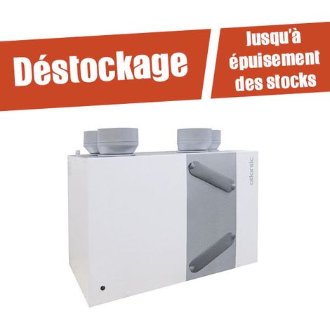 Atlantic – Centrale VMC double flux haut rendement hygroréglable – Débit modulable pour confort thermique – Bypass automatique pour rafraîchissement