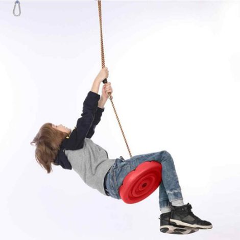 Balançoire Disque en Corde PE Renforcée pour Enfants - Jeu de Plein Air Rouge Résistant (1/5)