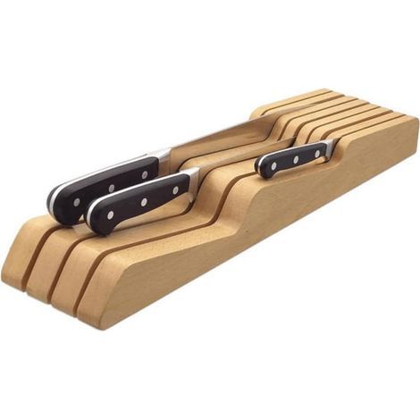 Porte-Couteau en Bois - Porte-Couteau de Cuisine à 9 emplacements Porte-Couteau de Cuisine Horizontal Boîte de Rangement pour Outils Porte-Couteau Universel (1/5)