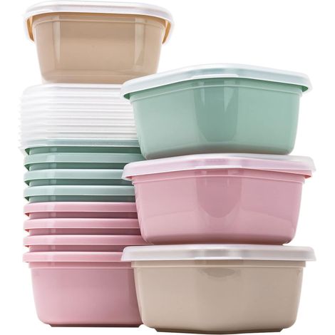 Boîtes de Conservation Alimentaire en Plastique avec Couvercle 300ml Lot 12 (1/5)