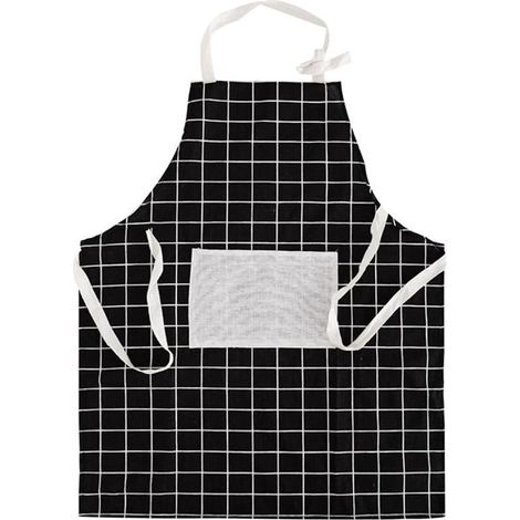 Grembiule con tasca, grembiule con pettorina regolabile grembiule con pettorina carino per gli uomini e le donne, cucina, cucina, disegno, fai da te, cottura, piastrelle nero, Nero , taglia unica (1/5)