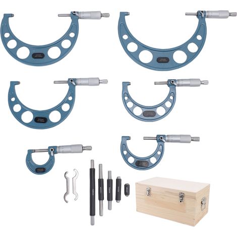 Set 6 Micrometri Esterni 0-150mm – Precisione 0,01mm, Punte in Carburo di Tungsteno – Acciaio Inox Elegante – Ideale per Officina e Controllo Qualità (1/4)