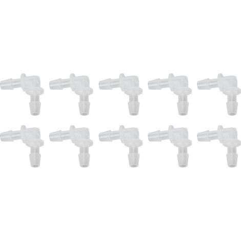 Lot de 10 raccords coudes PE 90° pour tuyau, adaptateur raccord formant L diamètre égal 6,4 mm, pour pompe et tube silicone (1/5)