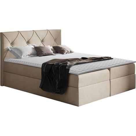 Lit boxspring Litus, Zetta 291, Continental, Double, 180x200, Tissu, Disponible, 187x208x103cm (1/5)
