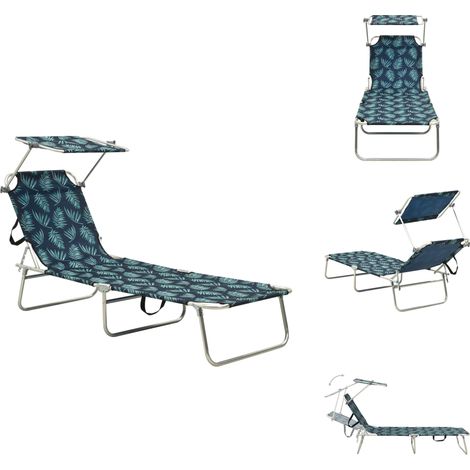 Chaise longue pliable avec auvent motif de feuilles aluminium - Chaise Longue - Chaises Longues - Chaise Longue Pliable - Chaises Longues Pliables (1/5)