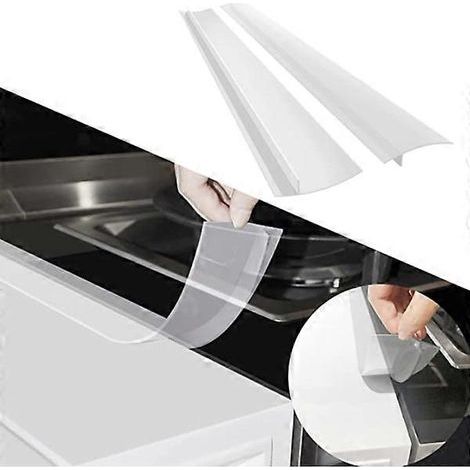 Bande de protection pour cuisinière, transparente, de 61,5 cm, vendue par lot de 2, pour une propreté optimale entre la cuisinière et le meuble. (1/3)