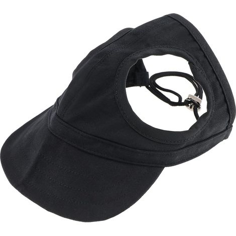 Casquette de baseball noire pour petit chien, [Parent et enfant] Ensemble de chapeau ajustable avec 2 trous pour les oreilles et une mentonnière pour petits chiens (1/5)