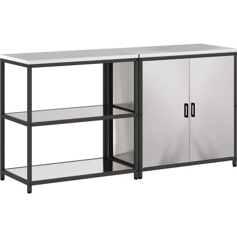Ensemble de rangement cuisine  Meuble de cuisine 2 pcs Argenté Acier inoxydable (1/5)