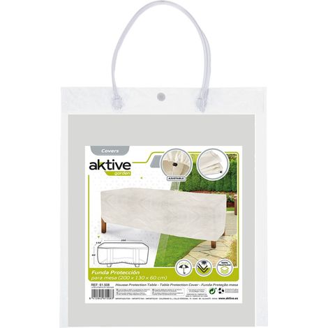 Funda Protectora Aktive para Mesa de Jardín arena poliéster 200x130x60 cm (1/5)