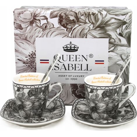 Juego de tazas de espresso de porcelana de 80 ml en caja, colección Rosa Gris (1/5)