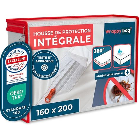 Wrappybag Housse Matelas Anti Punaise de Lit, Polycoton 160x200x20 (1/3)